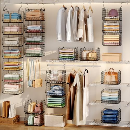 X-cosrack 7-Tier Foldable Black Hanging Closet Organizer & Storage Rack