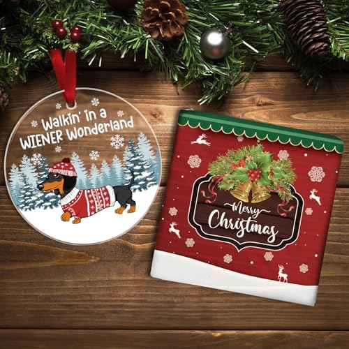 Dachshund Ornament - Dachshund Gifts for Women, Dog Lovers Gift Idea Acrylic Christmas - Weiner Christmas D?cor, Weiner Dog Christmas Ornament