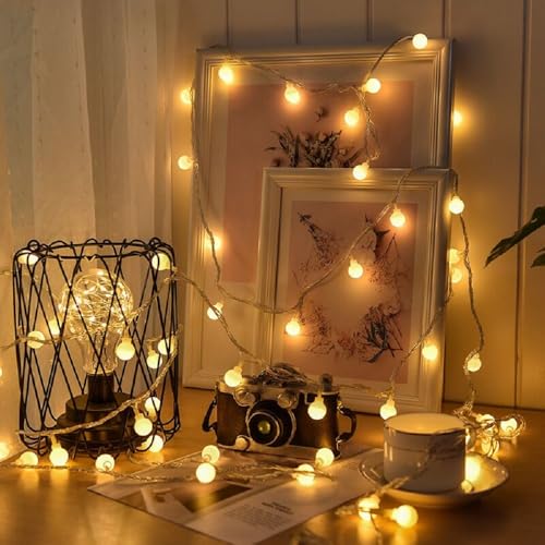 Globe Plug in String Lights, 10ft 20 LED Warm White Globe Fairy Lights for Birthday Christmas Wedding Party Home Decoration