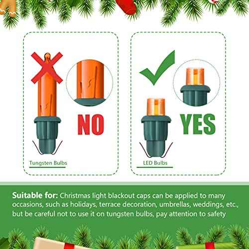 Zonon 100 Pieces Christmas Light Caps No Glow Caps Glass LED 0.18 Inch Light Blackout Caps Wide Glow Plug Caps Black Out Cover for Christmas Lights