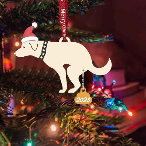 Funny Christmas Ornaments 2025 Pet Dog Christmas Ornaments Dog Ornaments for Christmas Tree Wood Laser Engraved (Wooden lab)
