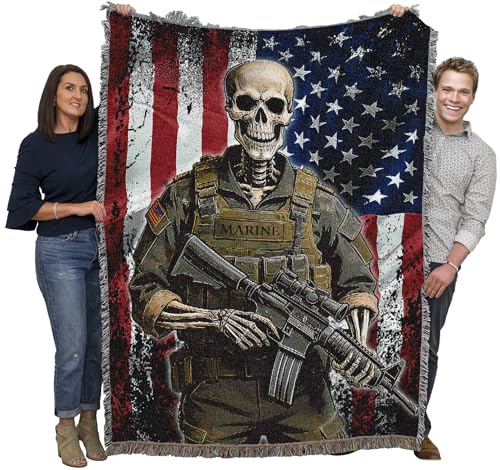 Always Marine Blanket - Cotton Woven Tapestry Throw 72x54 - Made in USA