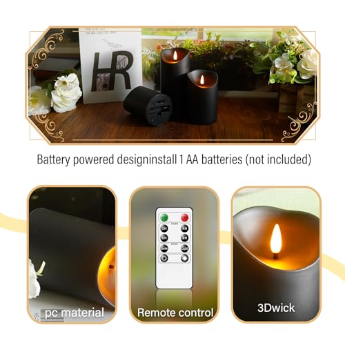 Eebuss Black Flameless Candles with Remote & Timer - Battery Operated LED Set, 9 Pack
