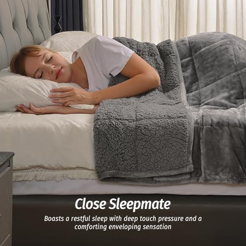 Weighted Blanket for Adults 15 lbs King Grey Sherpa Fleece 80x87 Variation of THIS listing