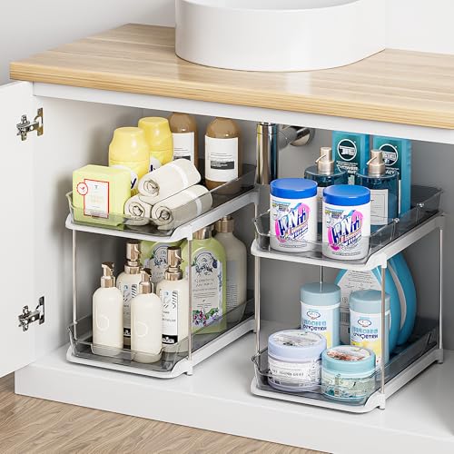Grey 2-Pack Multi-Purpose Under Sink & Pantry Organizer with Pull-Out Drawers