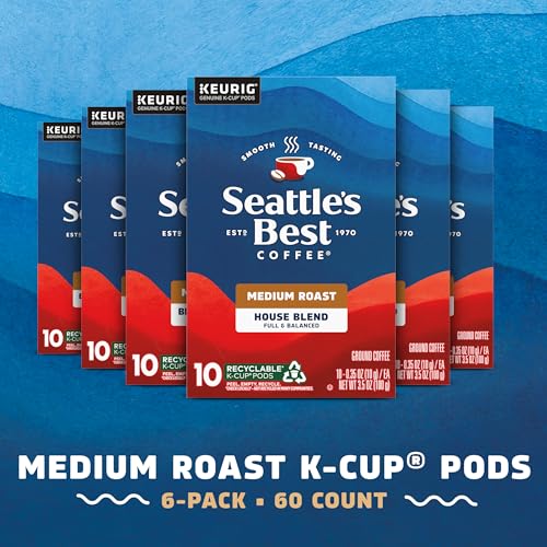 House Blend Medium Roast Coffee Pods - 10 Count Pack of 6, 60 Pods Total - Smooth-Roasted K-Cup Coffee for Keurig