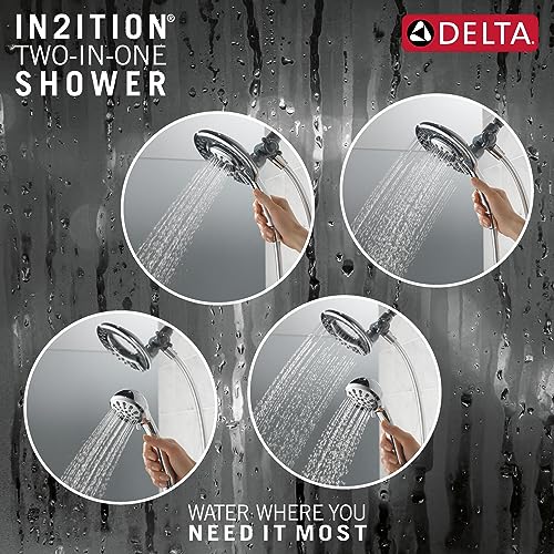 Chrome Dual Shower Head with Handheld Spray and Hose – 4 Spray Settings