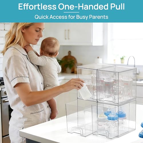 Vtopmart High-4Pack Clear Stackable Storage Drawers - Tall Plastic Organizers