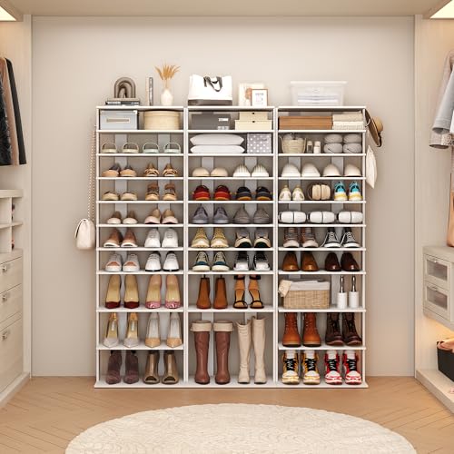 HOMEFORT 10-Tier Corner Shoe Rack White 20.47 x 11.02 x 62.2 inches Slim Shoe Organizer for Entryway and Closet