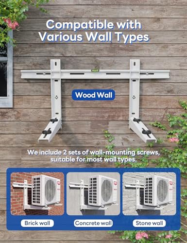 Mini Split Wall Mounting Bracket - 7000-12000 BTU Support, Galvanized Steel