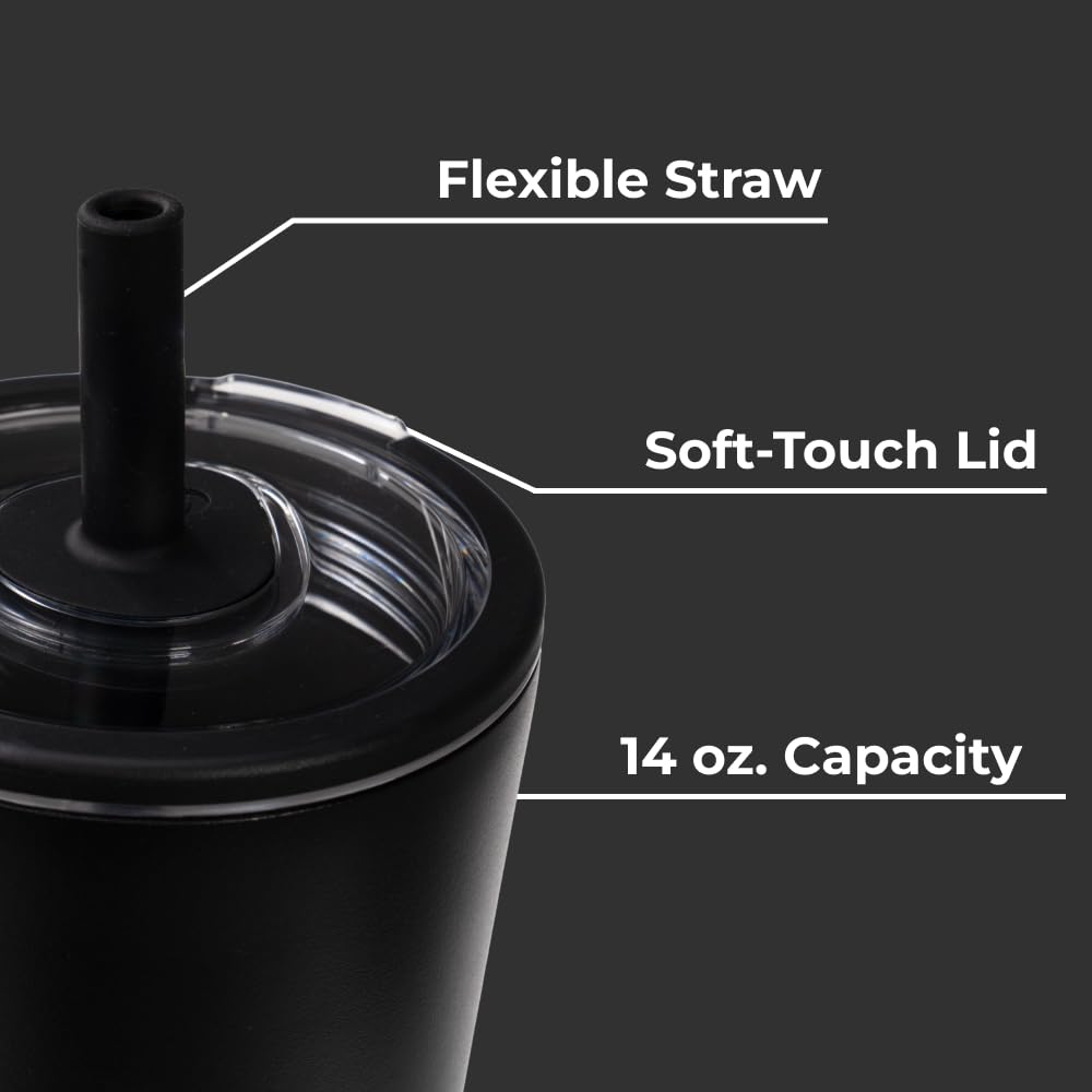 HydroJug Everyday Tumbler 14 oz – Ceramic-Lined Insulated Tumbler with Straw and Soft-Touch Lid, Cup Holder Friendly, Double-Wall Vacuum Insulation, Reusable Travel Cup – Cascade