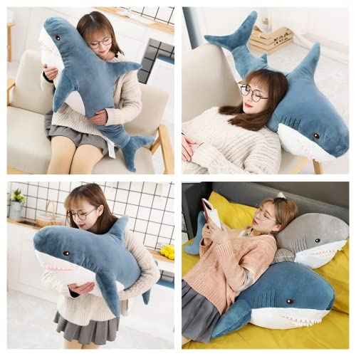 Shark Stuffed Animal Plush,Soft Shark Plush Pillow Toy,Plush Large Shark Toys for Home Decoration Kids Gift (Blue, 24 inches)
