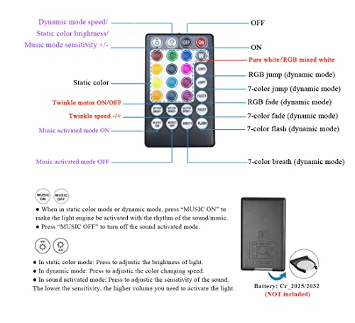 AKEPO Upgraded Twinkle Fiber Optic Lights Kit with Music (430pcs, 9.8ft) RGBW + APP & Remote, Car/Home Star Ceiling