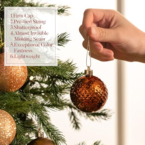 Valery Madelyn 50ct Shatterproof Christmas Ball Ornaments Set, 2.36 in Red & Brown