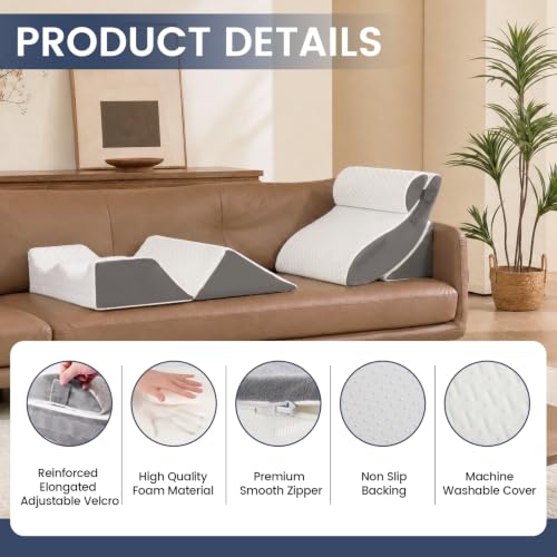 White Grey 5PCS Orthopedic Wedge Pillow Set for Post-Surgery Support