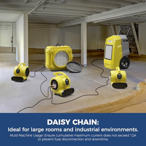 600 CFM Air Mover Blower Fan - Yellow, 3-Speed Portable Floor Fan