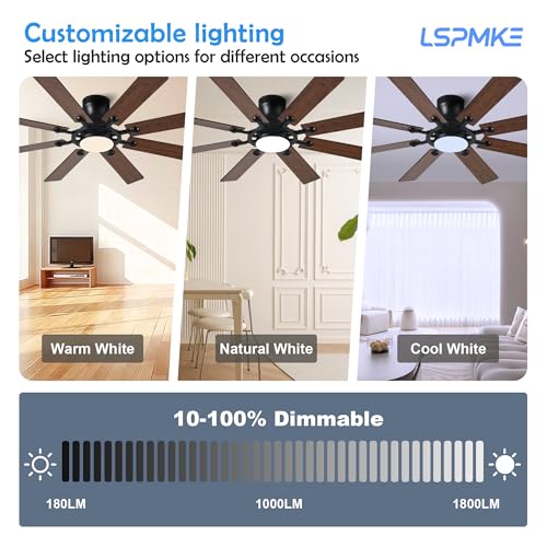 54 Inch Low Profile Ceiling Fan with Light and Remote Control - Brown Variation