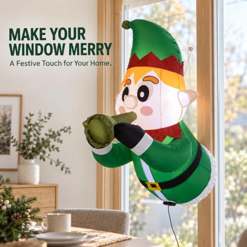 Inflatable Christmas Elf Door Decor - Peeping Holiday Indoor/Outdoor Figurine