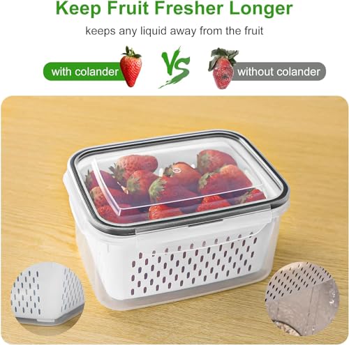 Small Fruit Storage Containers with Removable Colanders — 8 Pack