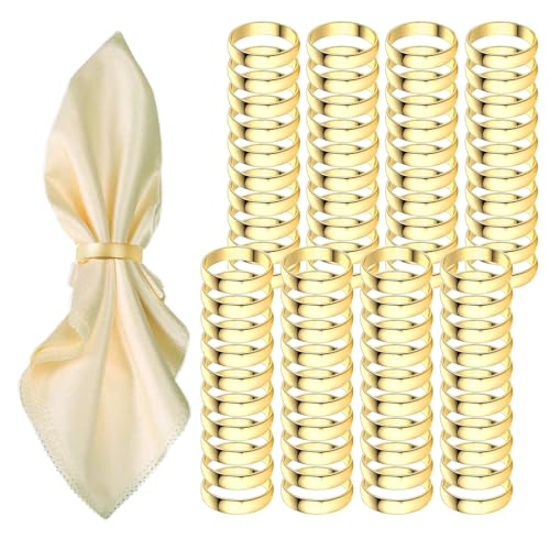 GERILKAI Gold Napkin Rings 80 Pcs Stainless Steel Round 4cm – 80 Gold Round