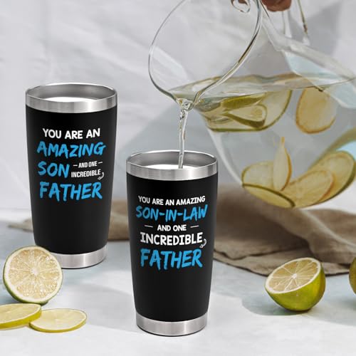 Qtencas Son-In-Law 20oz Insulated Travel Tumbler – You Are an Amazing Son-In-Law & One Incredible Dad – Black