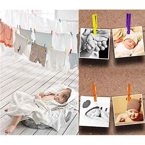 1.9 Inch Red Strong Wood Clothes Pins Hold Xmas Cards Papers Scrapbooking Gloves Socks Laundry Clip with Twine Pack 50