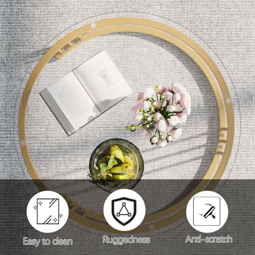 Garden 4 You Gold Glass Nesting Coffee Tables Set of 2 - Space-Saving Round Side Tables for Living Room & Bedroom