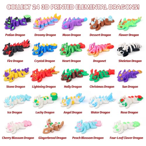 3D Printed Dragon Advent Calendar 2026 — 24 Unique Elemental Dragons for Christmas Countdown