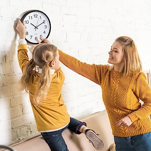 Inbagi 8 Pcs Wall Clock Bulk Silent for Classroom(Black,12 Inch)