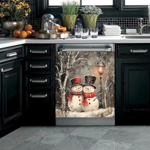 Magnetic Dishwasher Door Cover Snowman Cardial Winter Decal 23x26 in