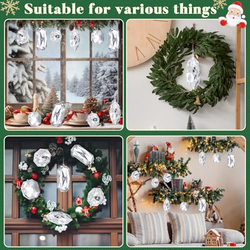 Syhood Silver Acrylic Christmas Ornament Set 3.9-6.5 Inch Holiday Decor