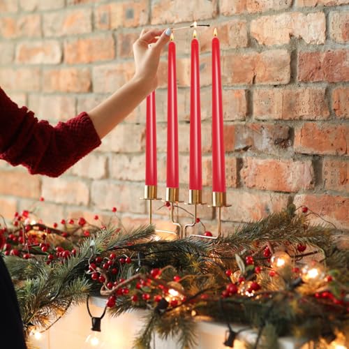 BERYSCEN Red Unscented Taper Candles 10 Inches - Pack of 4 for Christmas & Home Decor