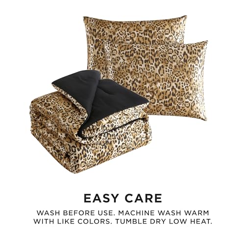 Juicy Couture Leopard Satin Comforter Set - Full/Queen Brown, Reversible, 3-Piece