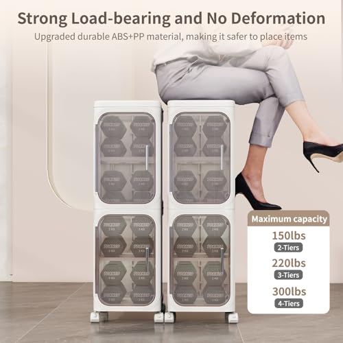White 5-Tier Slim Bathroom Storage Cabinet - Foldable & Movable