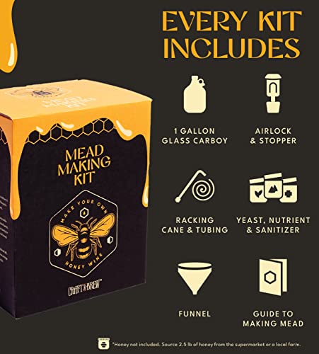 Craft A Brew Mead Making Kit – Reusable 1-Gallon Homebrew Mead Kit – Includes All Supplies & Guide