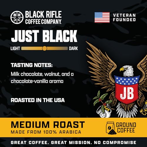 80 Ounce Ground Coffee Bag - Just Black Medium Roast, Arabica Blend, Veteran-Founded