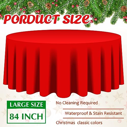 Juexica 24 Pcs Round 84in Disposable Christmas Tablecloths Red Green White