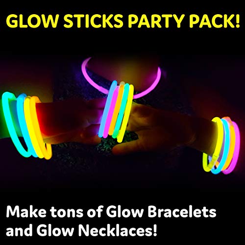 PartySticks 400 Pack Ultra Bright Glow Sticks Bulk Party Supplies - 8" Neon Glow in Dark Favors & Decorations
