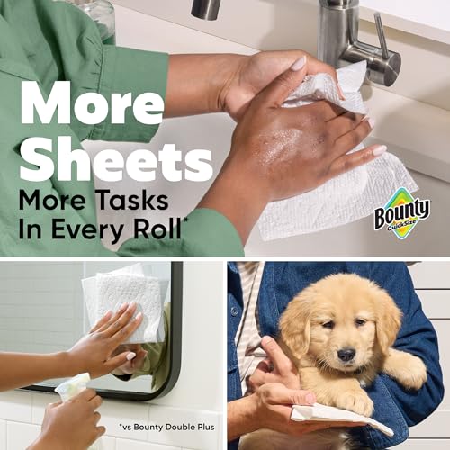 Bounty Quick-Size Paper Towels - Family Triple Rolls (8 Packs, 141 Sheets) - White, Super Absorbent
