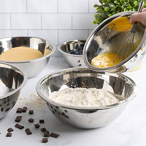 Stainless Steel Mixing Bowls Set - 5 Pieces - Silver Kitchen Food Prep & Storage