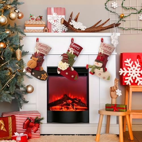 Christmas Stockings - 18.5" Large Stocking, 3D Cute Elk Xmas with