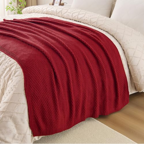 Moss-Christmas Red Throw Blanket 50x60 Sweater-Soft Acrylic Knit - OnesCosy