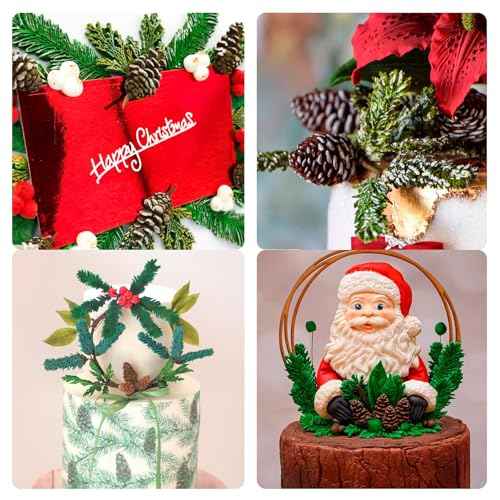 Christmas Holly Leaves Silicone Molds, Winter Leaves Fondant Mold, Christmas Pinecone Chocolate Baking Molds for Cake Decoration Cupcake Topper Candy Sugar Craft Gum Paste Clay Resin