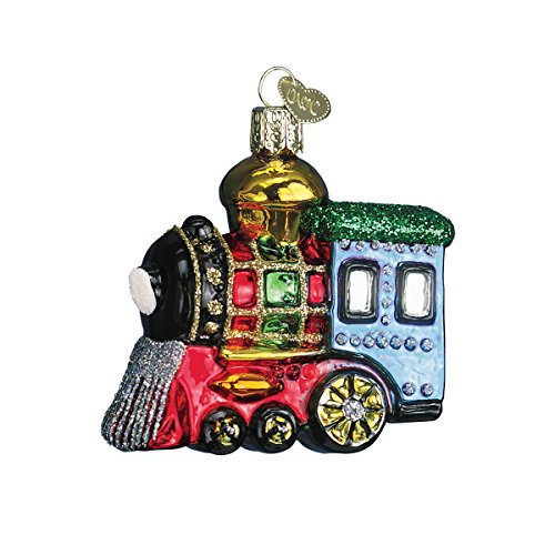 Old World Christmas Small Locomotive Glass Ornament - Hand Painted, Holiday Keepsake