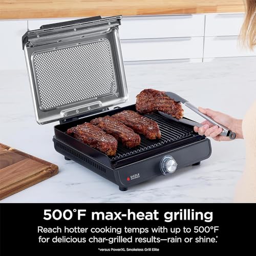 Indoor Smokeless Grill with Interchangeable Plates & 500°F Max Heat