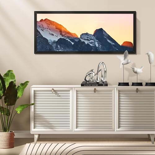 Picrit 14x36 Wall Mount Poster Frame - Black, Premium Engineered Wood