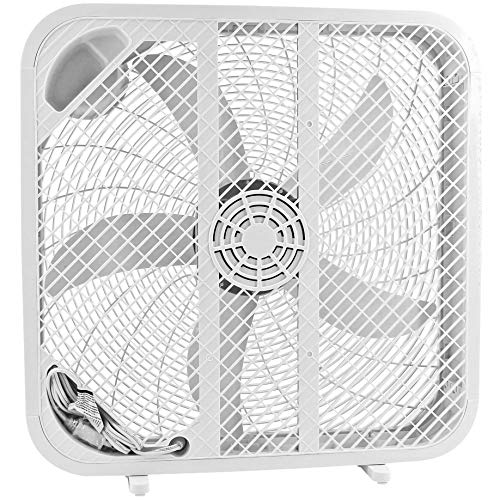 20-Inch Box Fan with 3-Speed Settings, Max Cooling Technology, Carry Handle - White