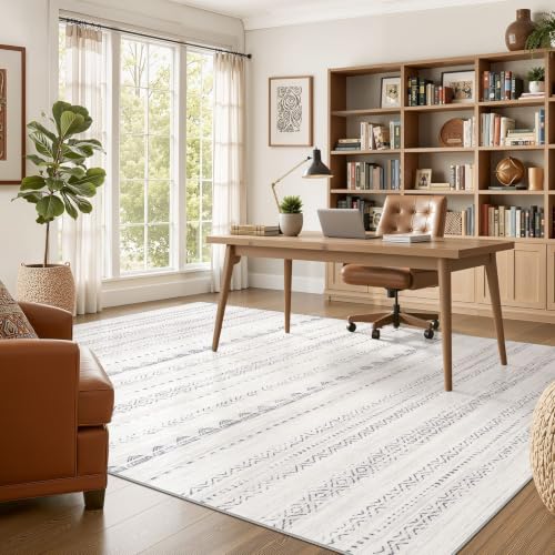 Nakagishi Boho 6x9 Gray Area Rug - Machine Washable, Non-Slip, Soft Living Room Carpet