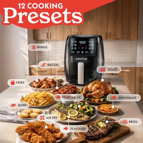 Gourmia 4 Qt Air Fryer - Compact Digital Air Fryer with 12 Presets, Black - Variation of THIS listing