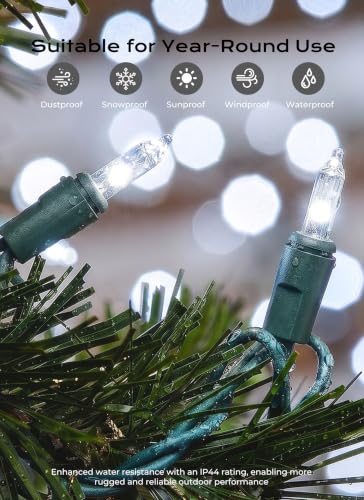 Minetom White LED Christmas String Lights 100 Count 20ft Indoor/Outdoor Decor